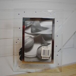 Vintage 4x6 Picture Frame NWT Etched‎ Glass floral purple rhinestones Y2K